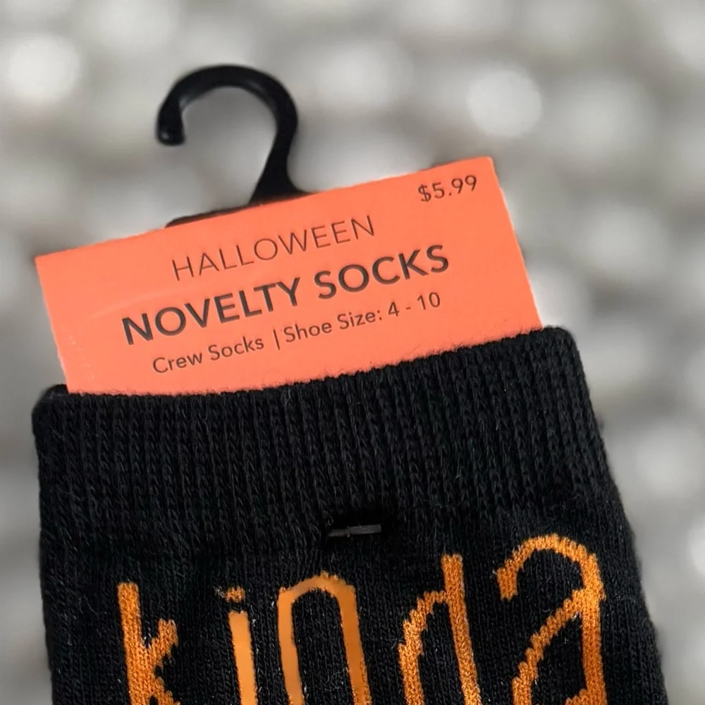 Halloween Novelty Socks - Black and Orange Candy Corn